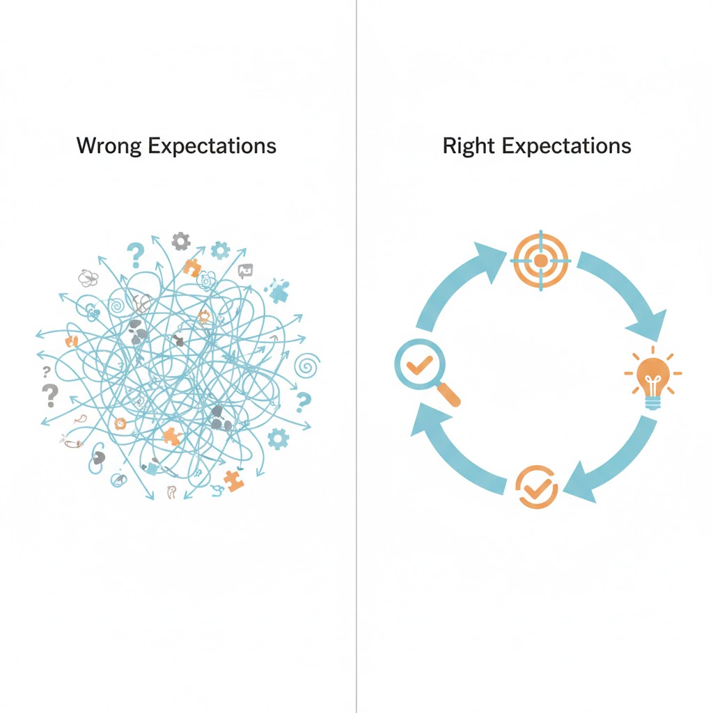 YouTube Algoritması: İzlenme, Keşfet ve Önerilenler Nasıl Çalışır? 4 YouTube algoritmasıyla ilgili yanlış beklentiler ve doğru yaklaşım arasındaki farkı anlatan görsel