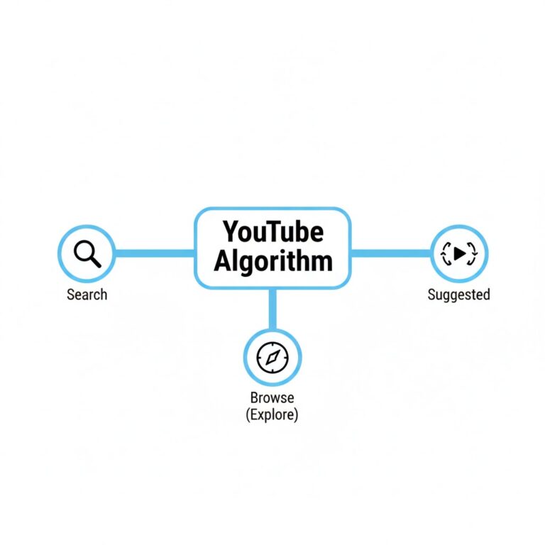YouTube Algoritması: İzlenme, Keşfet ve Önerilenler Nasıl Çalışır? 17 YouTube algoritmasının arama, keşfet ve önerilenler olarak üç ana sistemden oluştuğunu gösteren şema